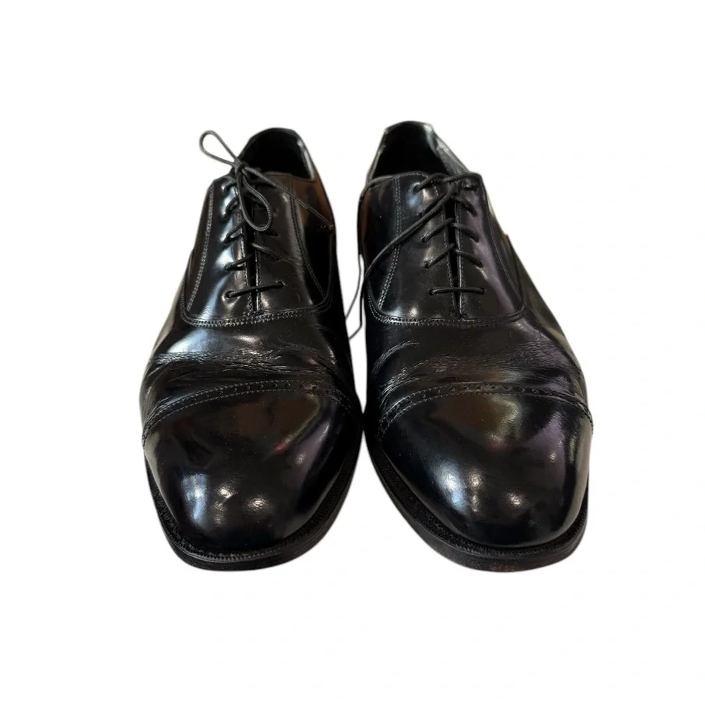 Florsheim size 10 to 10.5 Men’s Black Toe Cap Leather Lace up Shoes Made India